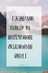 无视马斯克批评 特朗普坚称税改法案必须通过
